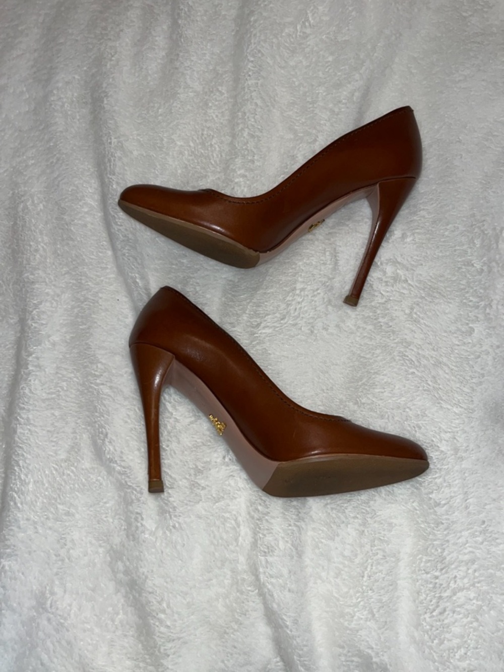 Prada Brown Leather Pointed-Toe Stiletto Pumps - Picture 6 of 14
